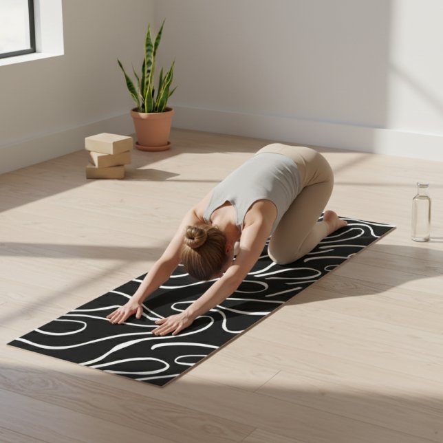 Tapis De Yoga Ebb et flux 2 - Noir sur jeu blanc (Créateur téléchargé)