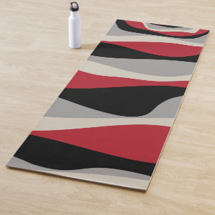 Tapis De Yoga Ebb et flux 4 - Rouge, gris, noir et blanc os