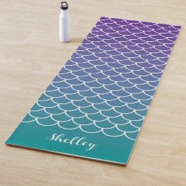 Tapis De Yoga Échelle de poisson de sirène Turquoise violette