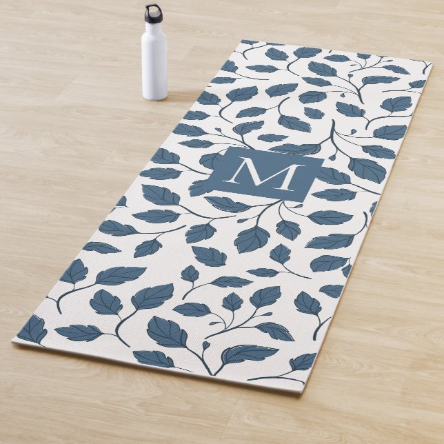 Tapis De Yoga Elégant Bleu Feuille Yoga Mat (En situation)