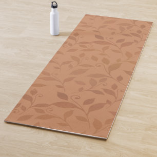 Tapis De Yoga Élégant Brown Abstrait Feuilles d'automne Motif