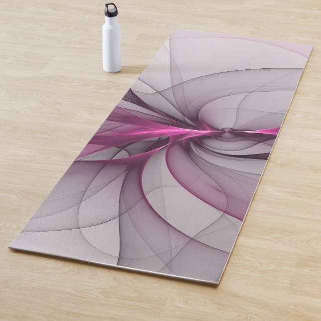 Tapis De Yoga Elégant Chaos Moderne Abstrait rose Fractal Art (En situation)