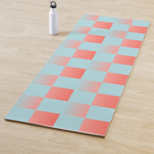 Tapis De Yoga Elégant dégradé à damiers poudre corail bleu rose