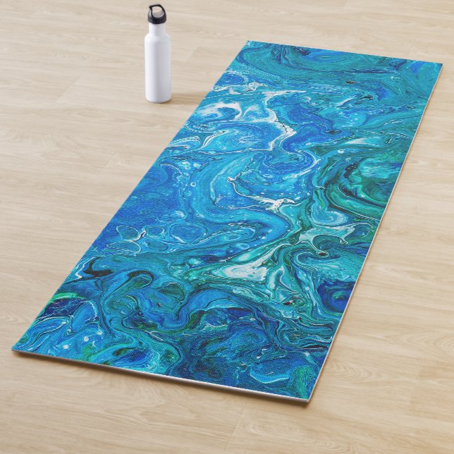 Tapis De Yoga Élégant Dentelle Fou Agate 2 - Blue Aqua (En situation)