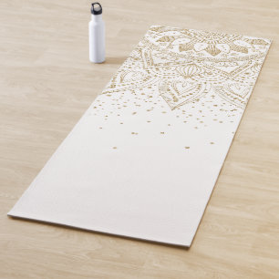 Tapis De Yoga Elégant Mandala Confetti Design Or