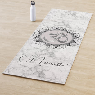 Tapis De Yoga Élégant Mandala Om Namaste sur marbre