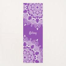 Élégant Monogramme blanc & violet Motif Mandala