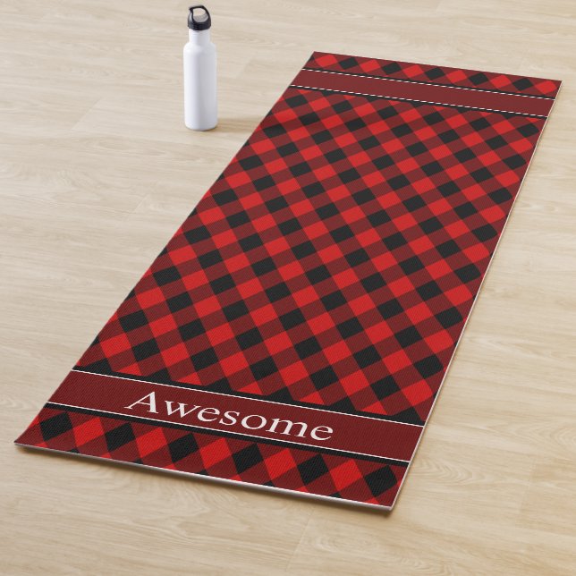 Tapis De Yoga Élégant Motif et texte de diamants rouges noirs (En situation)