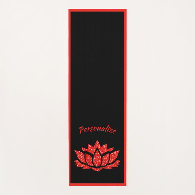 Tapis De Yoga Elégant noir rouge Lotus Fleur Zen Yoga Namaste (Devant)