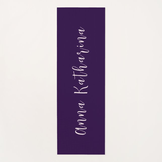 Tapis De Yoga Élégant nom de script Solid Profond Violet (Devant)