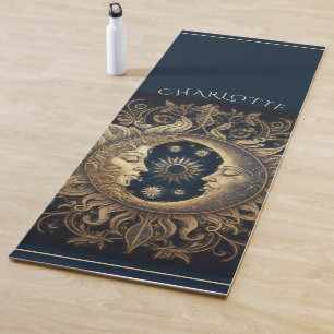 Tapis De Yoga Elégant Soleil Céleste Lune Personnalisée