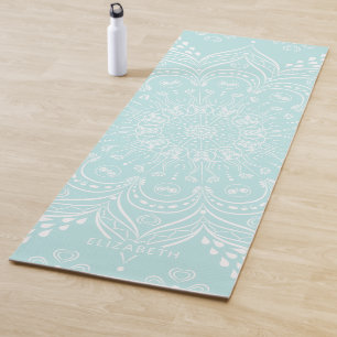 Tapis De Yoga Elégant Turquoise bleu Mandala Monogramme Yoga Mat