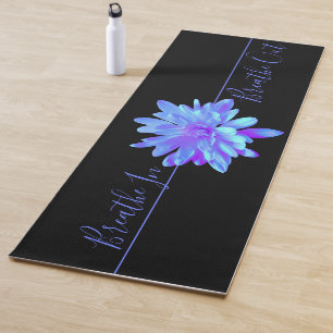 Tapis De Yoga Élégante fleur florale violette bleu