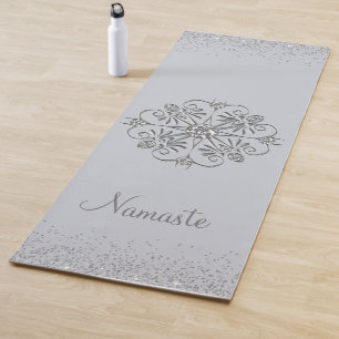 Tapis De Yoga Élégante Glitterie Argent