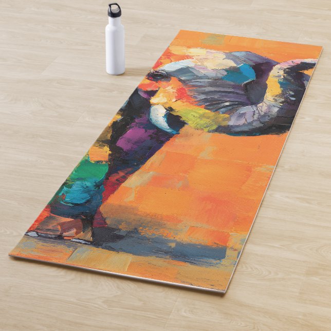 Tapis De Yoga Eléphant arc-en-ciel Abstrait (En situation)