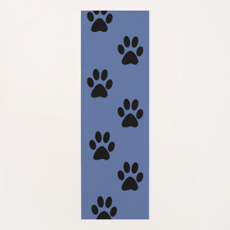 Tapis de yoga empreintes de pattes noir et bleu