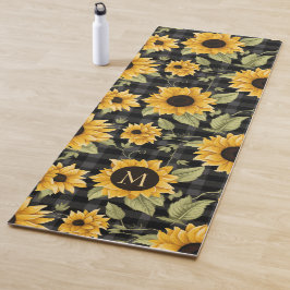 Tapis De Yoga en vichy Motif tournesol
