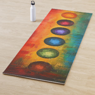 Tapis de Yoga Énergie Chakra Couteau Palette Abstr