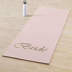 Tapis De Yoga Épouse en or rose vierge script girly chic mariage