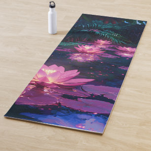 Tapis De Yoga Étang de lotus rose Zen minuit