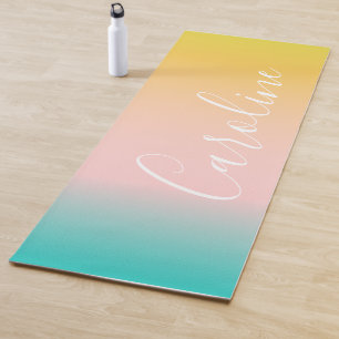 Tapis De Yoga Été Pastel Gradient   Nom de script personnalisé