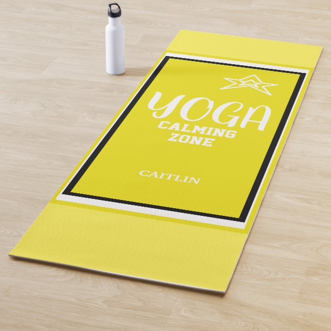 Tapis De Yoga Étoile blanche jaune (En situation)