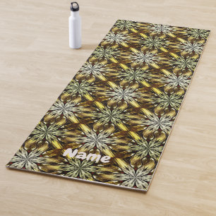 Tapis De Yoga Étoiles Brown Et Gold Abstraites Personnalisées
