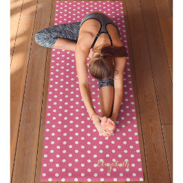 Tapis De Yoga Exercice de Monogramme Pois de couleur rose rétro