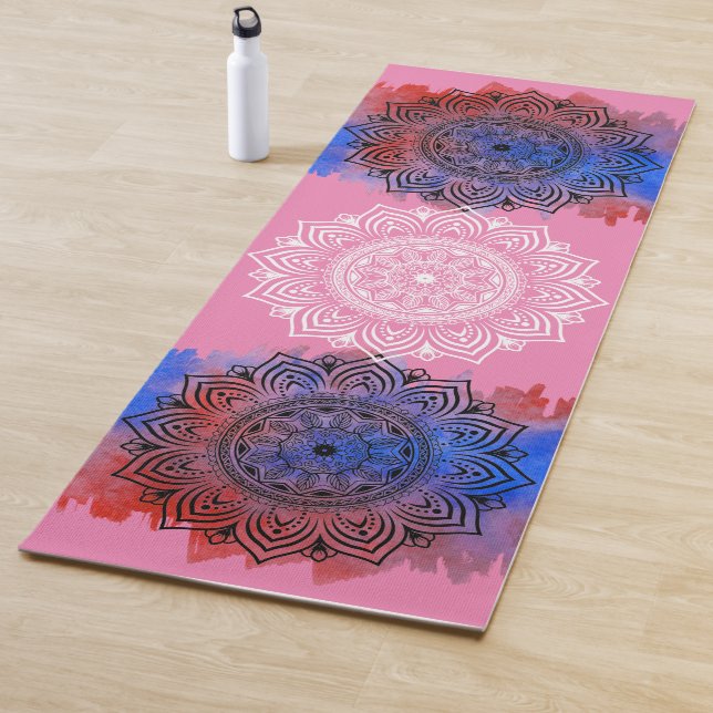Tapis De Yoga Exercice Mandala de sublimation de l'aquarelle (En situation)