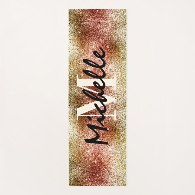 Tapis De Yoga Exercice Monogrammé de parties scintillant (Devant)