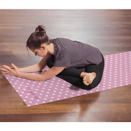 Tapis De Yoga Exercice Monogramme Pois rose blanc rétro chic