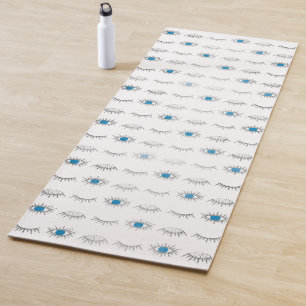 Tapis De Yoga Eyelashes oculaires bleus argenté Nazar Mati Moti