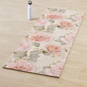 Tapis De Yoga Fard à joues couleur rose floral mariage de roses