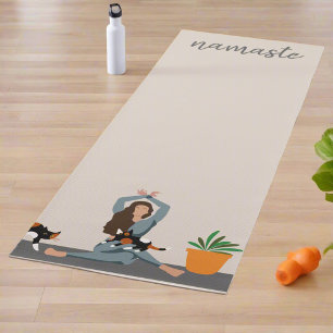 Tapis De Yoga Femmes Exercice Avec Chats l Namaste Méditation