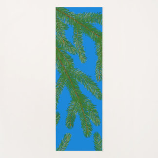 Tapis De Yoga Festif Green sapin branches et brindilles Bleu
