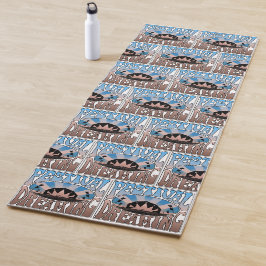 Tapis De Yoga Festival Dreaming Vintage Retro Blue Brown Graphic