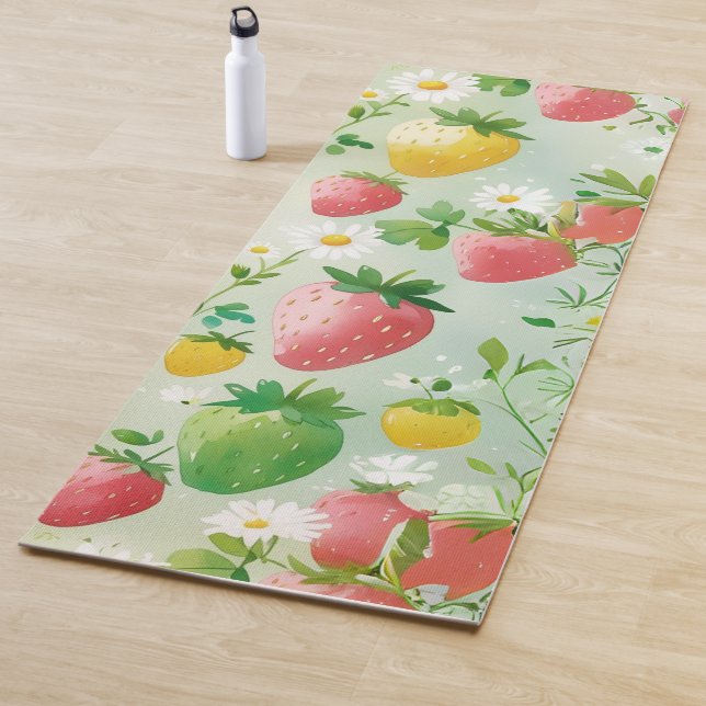 Tapis De Yoga Fête d'anniversaire aux fraises mignonnes (En situation)