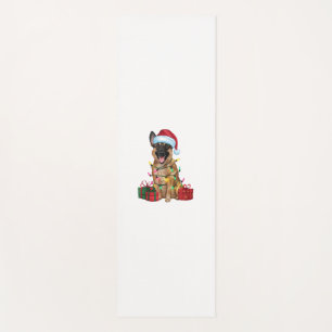 Tapis De Yoga Feu de Noël Santa Hat Chien belge Malinois Chris