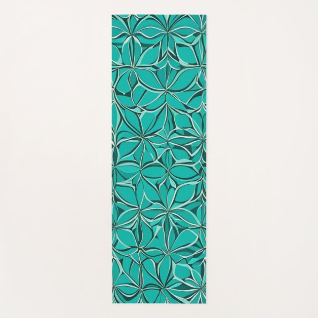 Tapis De Yoga Feuilles Abstraits turquoises (Devant)