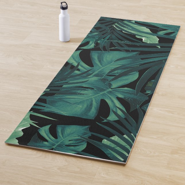 Tapis De Yoga Feuilles de nuit de la jungle tropicale #1 #tropic (En situation)