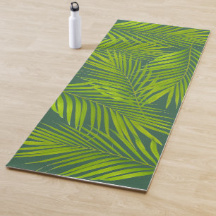 Tapis De Yoga Feuilles de palmier vertes botaniques simples sur 
