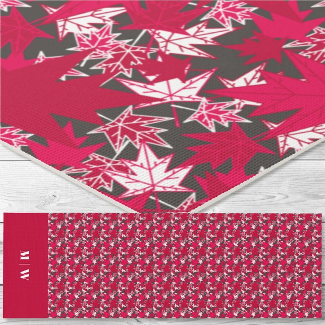 Tapis De Yoga Feuilles d'érable sur un Arrière - plan de charbon (Maple Leaves-Red on a Charcoal Background Yoga Mat)