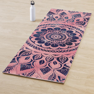 Tapis De Yoga Fille bleu rose Mandala Floral