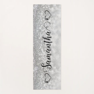 Tapis De Yoga Fille coeur argent parties scintillant personnalis