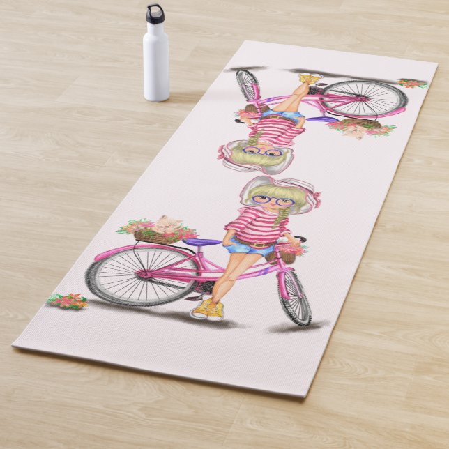 Tapis De Yoga Fille et Vélo Rose Yoga Mat (En situation)