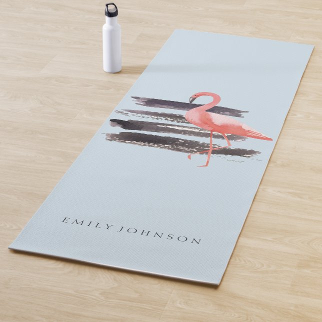 Tapis De Yoga Flamant rose rose d'aquarelle personnalisé (En situation)