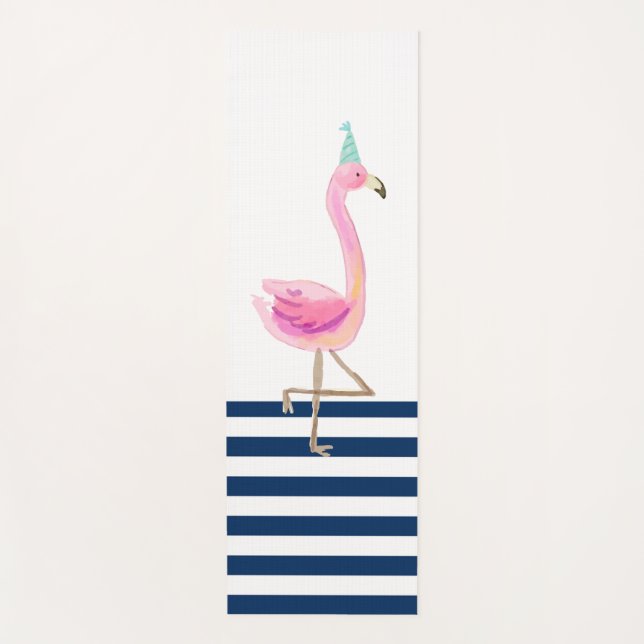 Tapis De Yoga Flamant rose rose Marine Bleu Bleu Blancs (Devant)