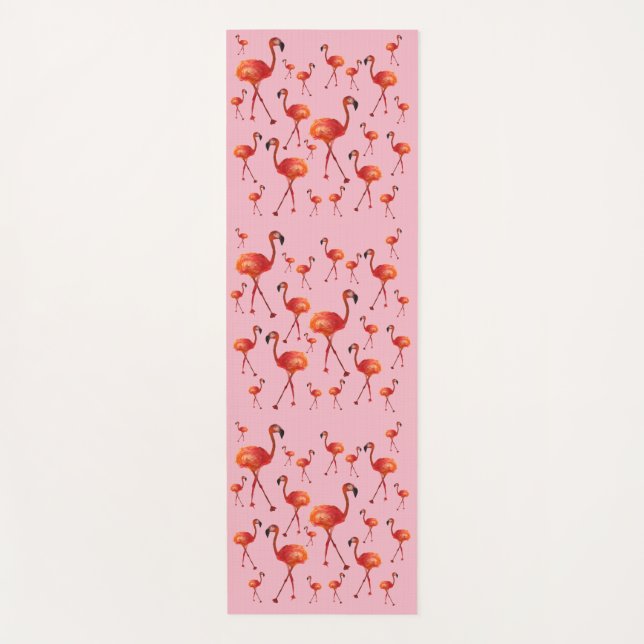 Tapis De Yoga Flamingo rose Oiseaux Yoga Mat (Devant)