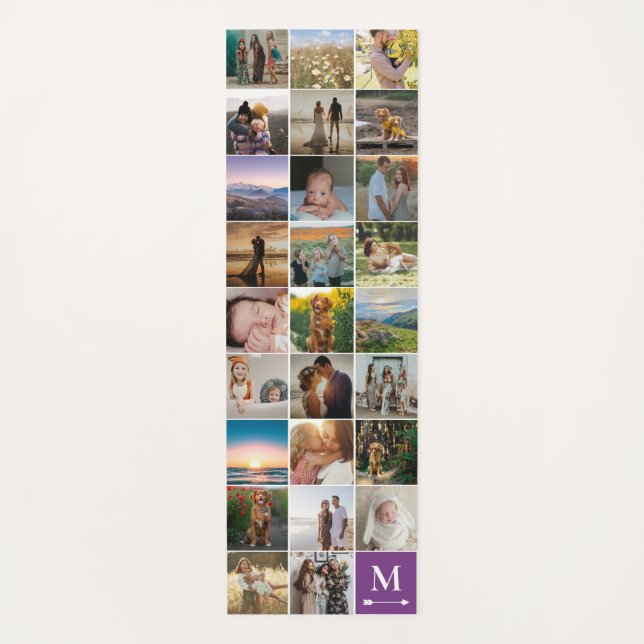 Tapis De Yoga Flèche violet Monogramme 26 Carré Photo Collage (Devant)