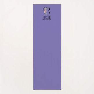 Tapis De Yoga Fleur aquarelle initiale monogramme lavande
